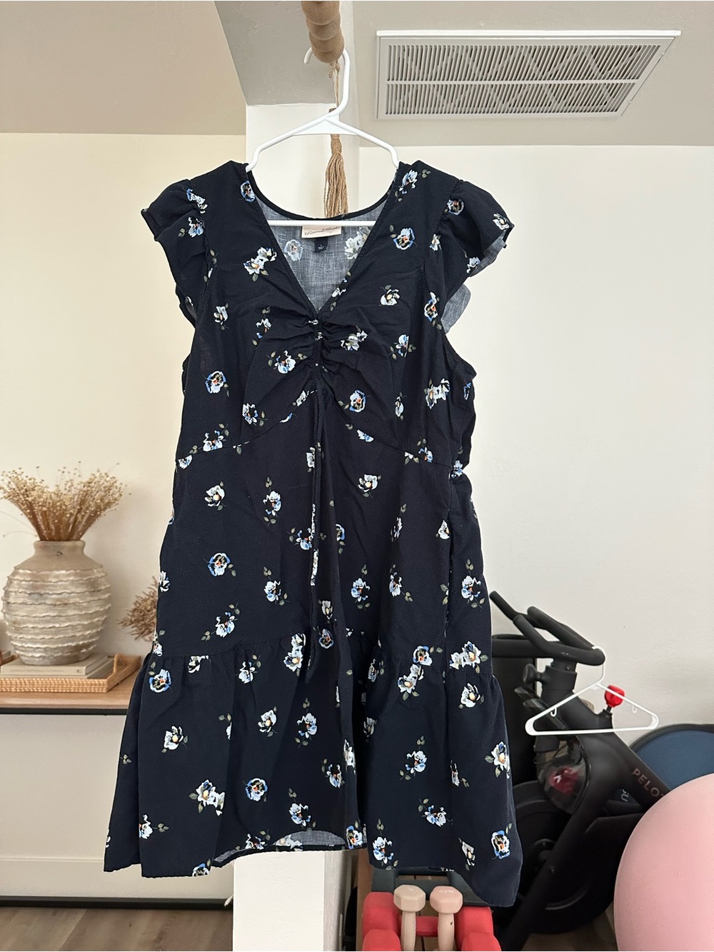 Universal Thread Navy Blue Floral Tie-Front Sundress